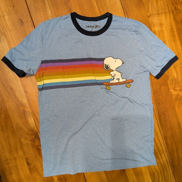 Snoopy Skateboard Rainbow Ringer tee - Picture 1 of 2